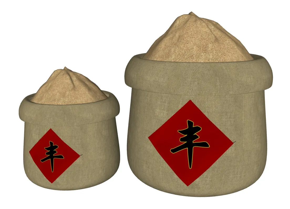 中式丰收粮袋SU模型 SU模型免费下载_sketchup模型