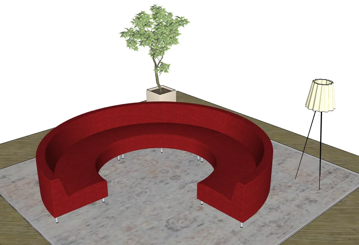 红色圆形沙发SU模型 SU模型免费下载_sketchup模型