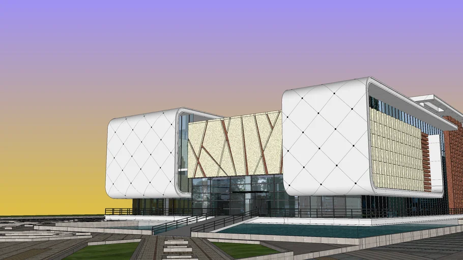 现代曲面体育馆建筑SU模型 SU模型免费下载_sketchup模型