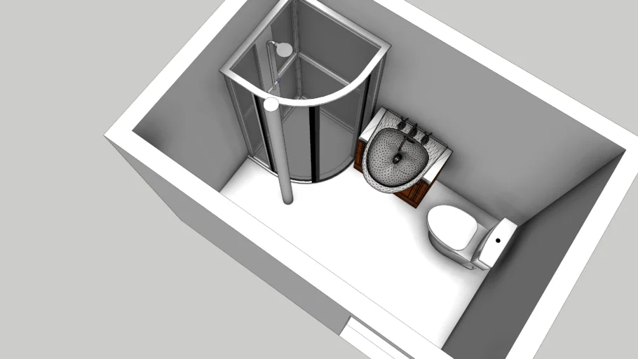 弧形淋浴房卫生间SU模型 SU模型免费下载_sketchup模型
