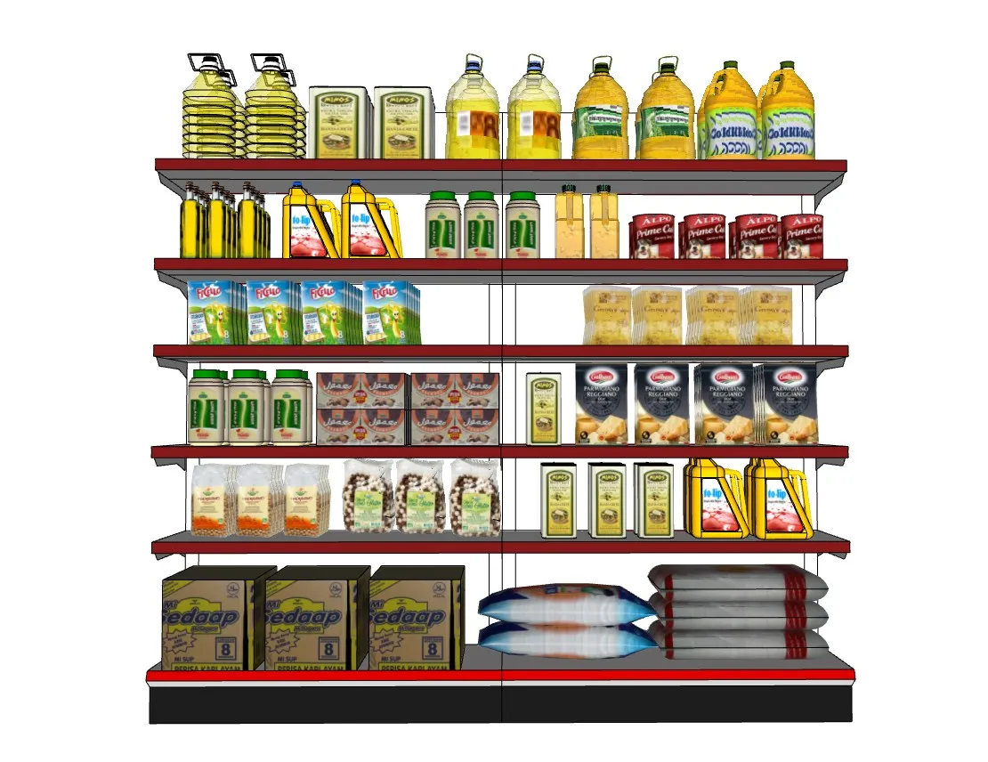 粮油货架陈列SU模型 SU模型免费下载_sketchup模型