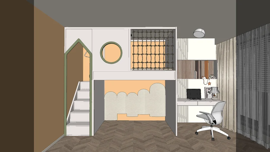 儿童房孩子卧室SU模型 SU模型免费下载_sketchup模型