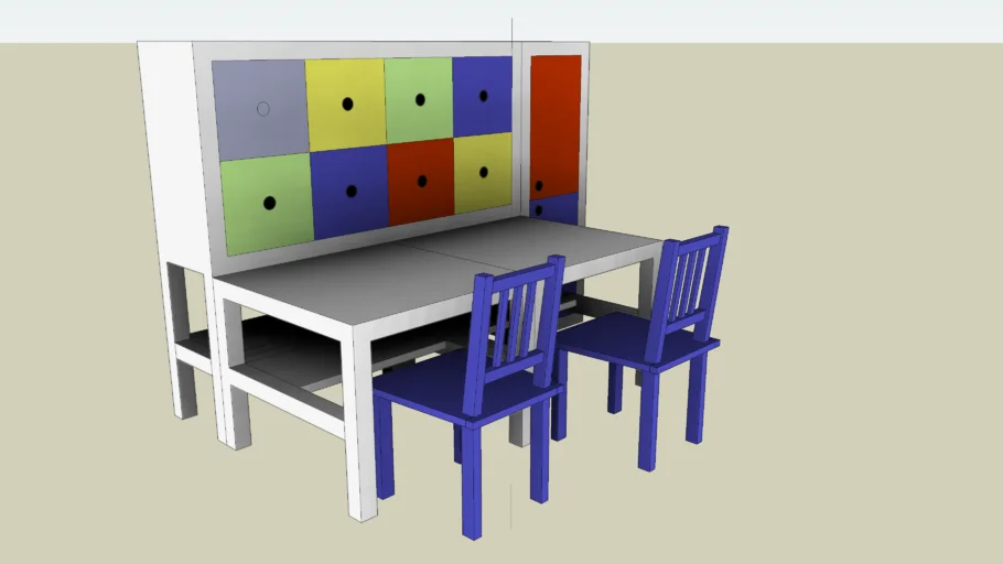 彩色收纳儿童书桌SU模型 SU模型免费下载_sketchup模型