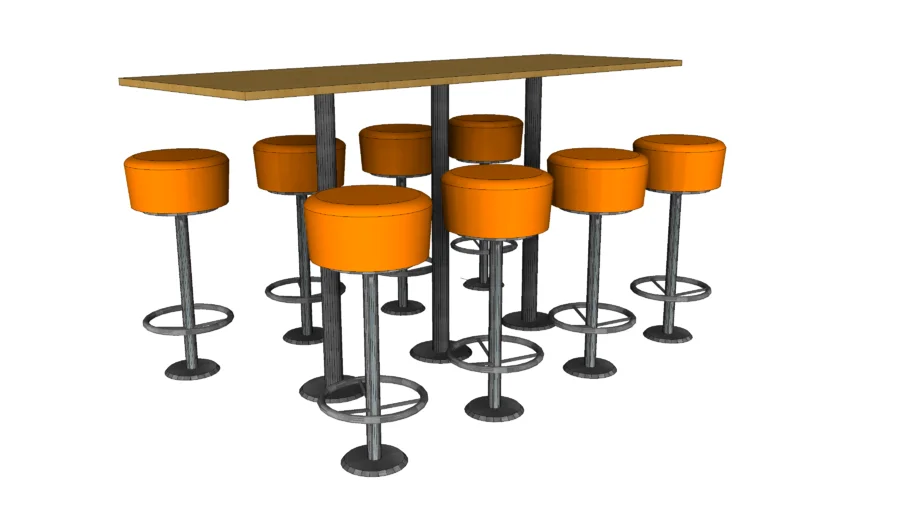 吧台长桌高脚椅SU模型 SU模型免费下载_sketchup模型