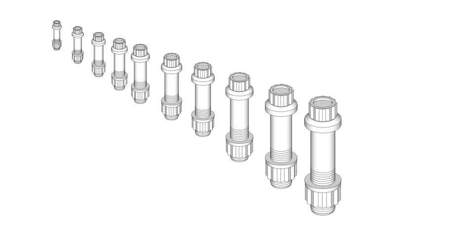 多规格双头螺栓SU模型 SU模型免费下载_sketchup模型