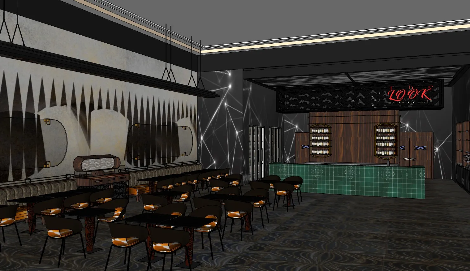 复古工业风餐吧SU模型 SU模型免费下载_sketchup模型