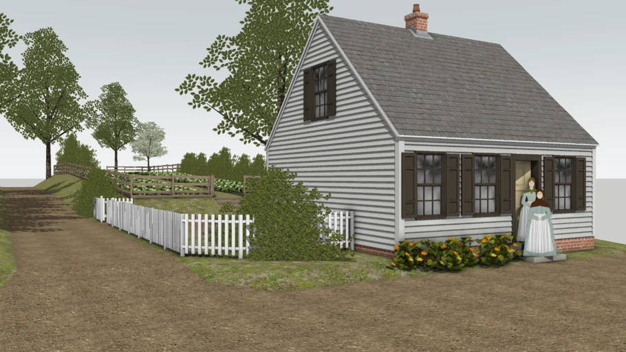 美式乡村小屋SU模型 SU模型免费下载_sketchup模型