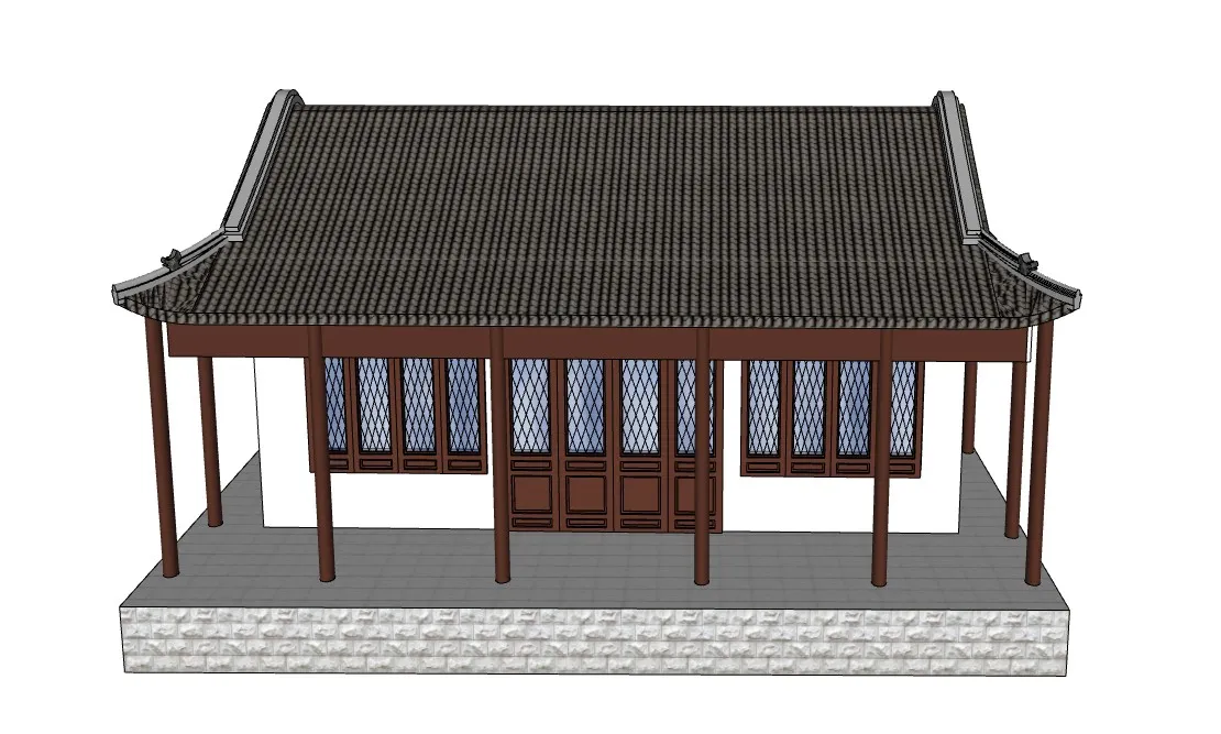 中式白鹿洞书院书房SU模型 SU模型免费下载_sketchup模型