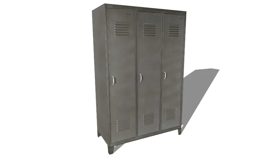 三门通风铁皮柜SU模型 SU模型免费下载_sketchup模型