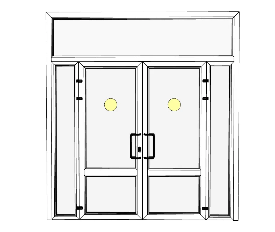 食堂双开玻璃门SU模型 SU模型免费下载_sketchup模型