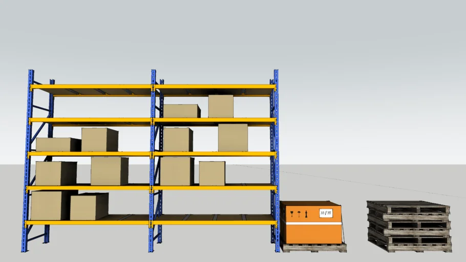 工厂货架仓库货架SU模型 SU模型免费下载_sketchup模型