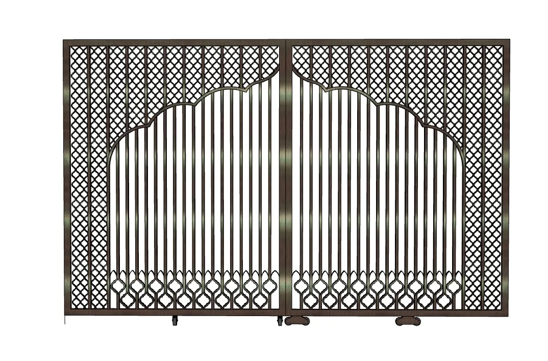 新中式镂空对开铁门SU模型 SU模型免费下载_sketchup模型