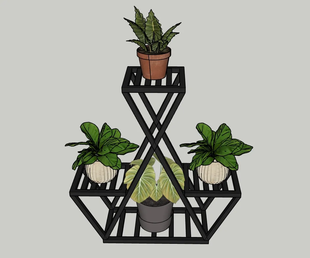 铁艺三角多层花架SU模型 SU模型免费下载_sketchup模型