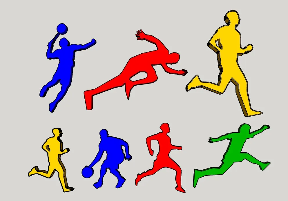 运动文化雕塑人物剪影组su模型 SU模型免费下载_sketchup模型