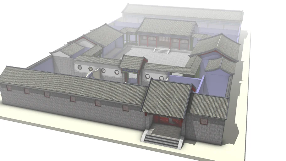 传统中式四合院建筑模型 SU模型免费下载_sketchup模型