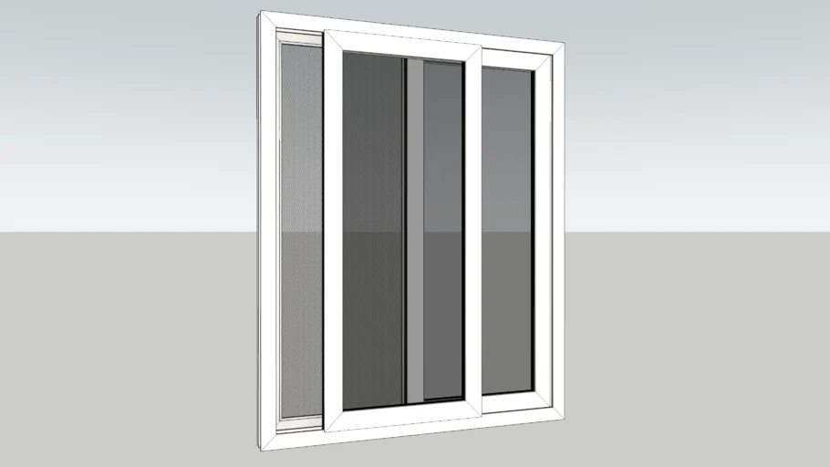 两扇PVC推拉玻璃窗SU模型 SU模型免费下载_sketchup模型
