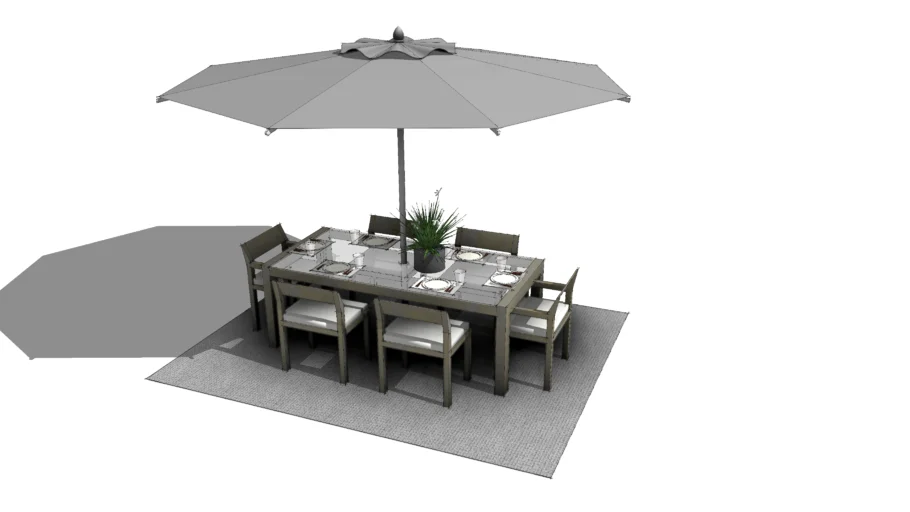 遮阳伞休闲户外桌椅SU模型 SU模型免费下载_sketchup模型