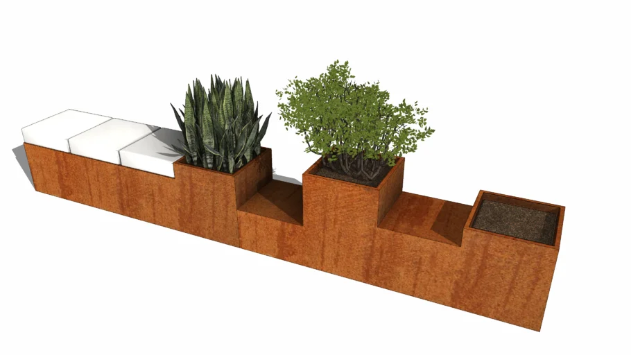 户外景观花箱坐凳SU模型 SU模型免费下载_sketchup模型
