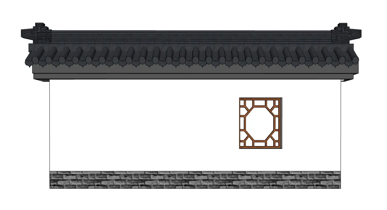 中式徽派墙SU模型 SU模型免费下载_sketchup模型
