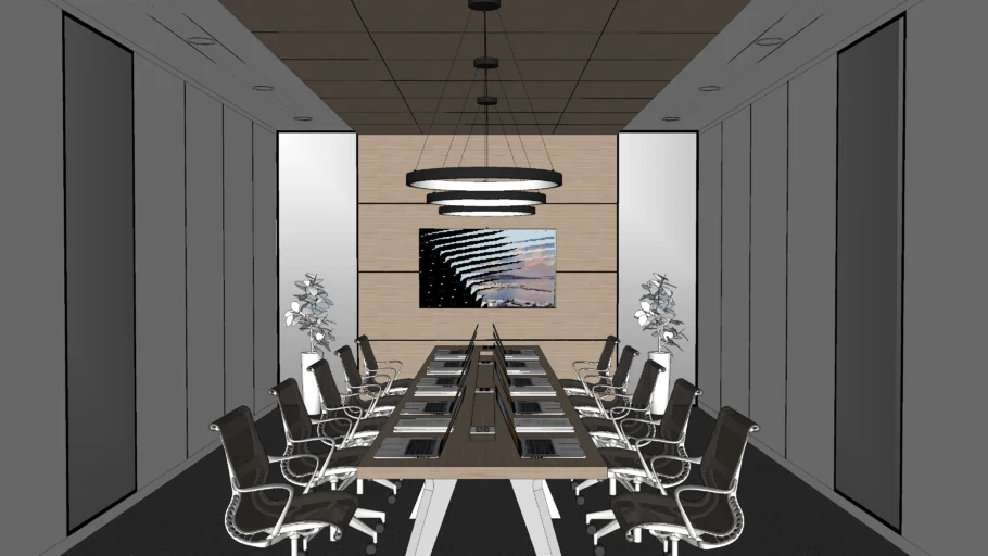 现代简约商务会议室SU模型 SU模型免费下载_sketchup模型