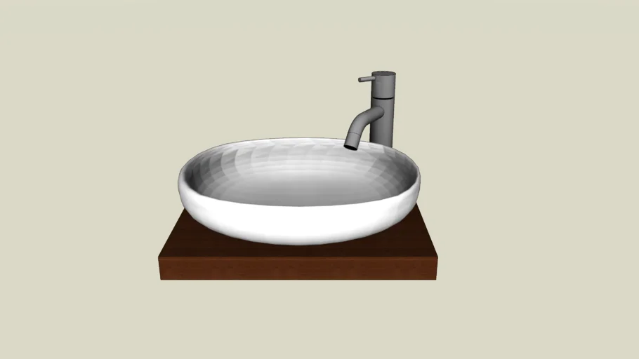 台上式圆形陶瓷洗手盆SU模型 SU模型免费下载_sketchup模型
