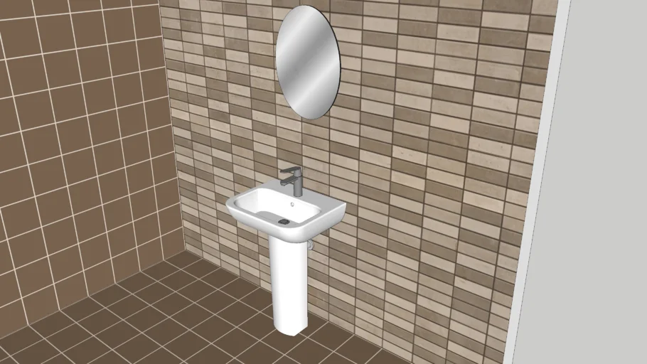 立柱式陶瓷洗手盆组合SU模型 SU模型免费下载_sketchup模型
