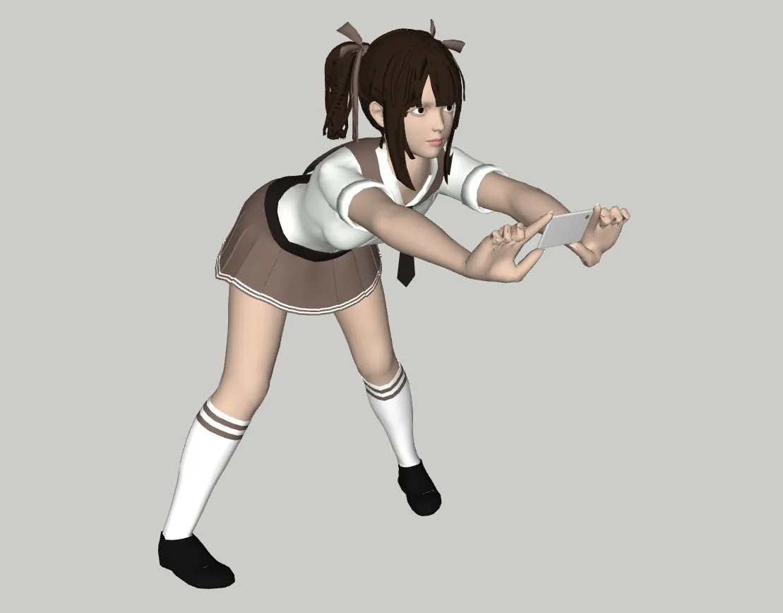 校服女孩拍照人物SU模型 SU模型免费下载_sketchup模型