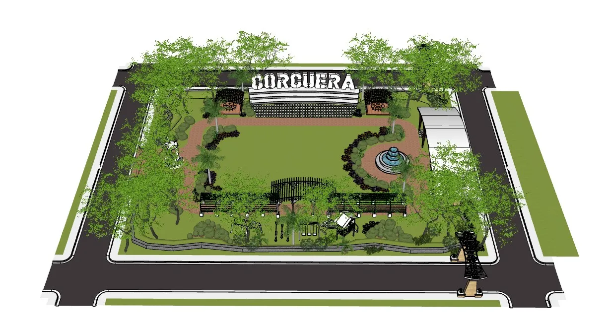 小型休闲城市公园SU模型 SU模型免费下载_sketchup模型