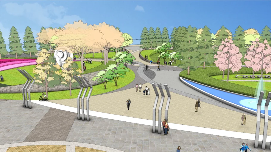 休闲城市景观公园SU模型 SU模型免费下载_sketchup模型