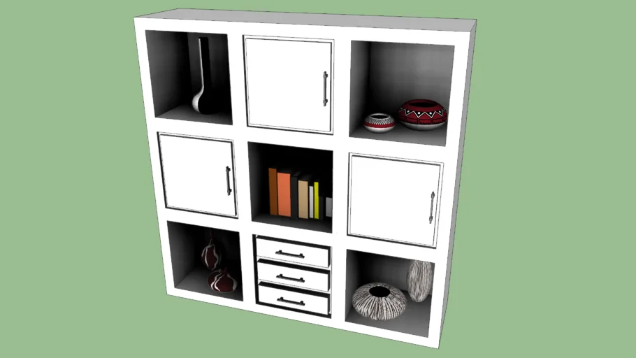 九宫格储物小书柜SU模型 SU模型免费下载_sketchup模型