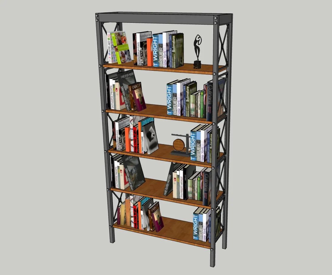 工业风五层书架SU模型 SU模型免费下载_sketchup模型