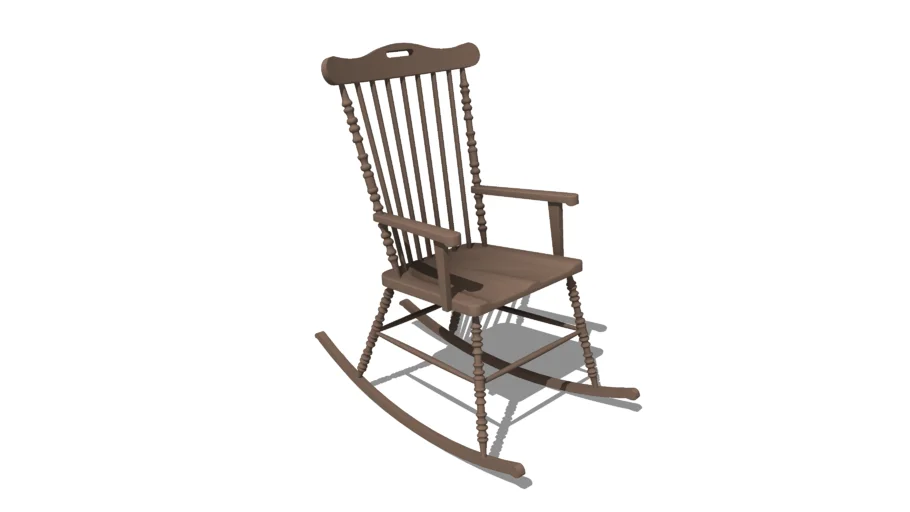 复古实木摇摇椅SU模型 SU模型免费下载_sketchup模型