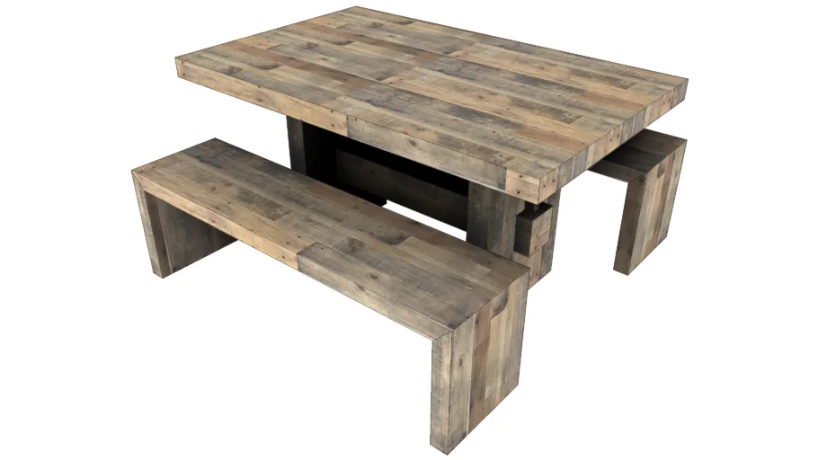 复古榆木户外桌椅SU模型 SU模型免费下载_sketchup模型