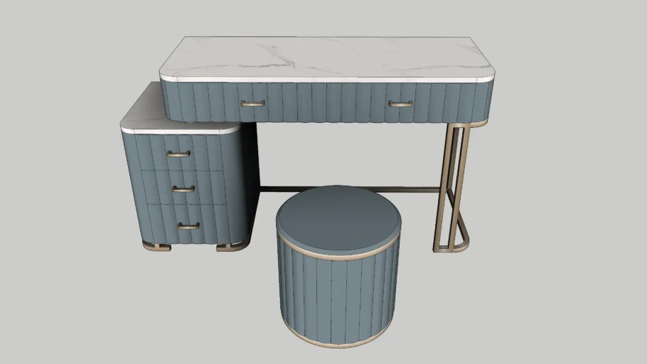轻奢竖纹梳妆台SU模型 SU模型免费下载_sketchup模型