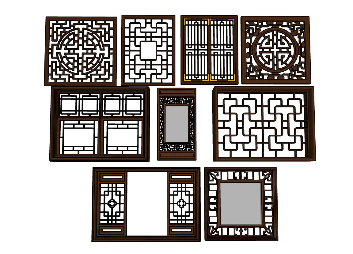 中式仿古花格窗复古窗SU模型 SU模型免费下载_sketchup模型