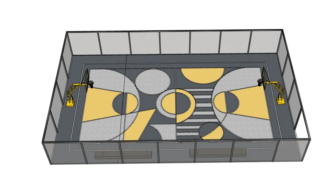 封闭式铁丝网篮球场SU模型 SU模型免费下载_sketchup模型