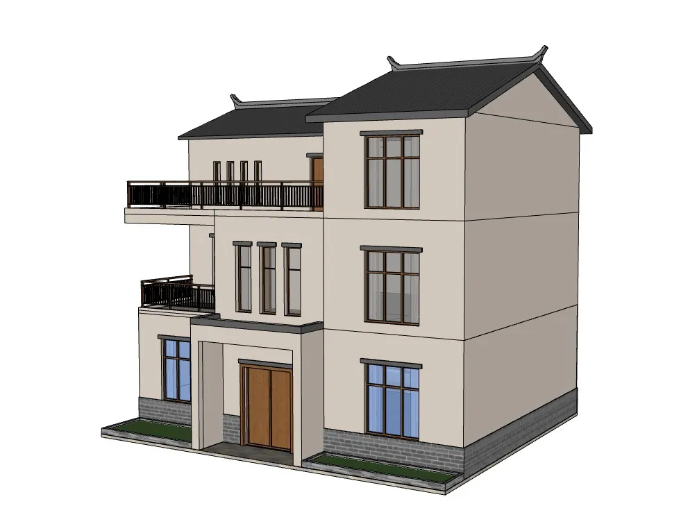 农村自建房建筑SU模型 SU模型免费下载_sketchup模型