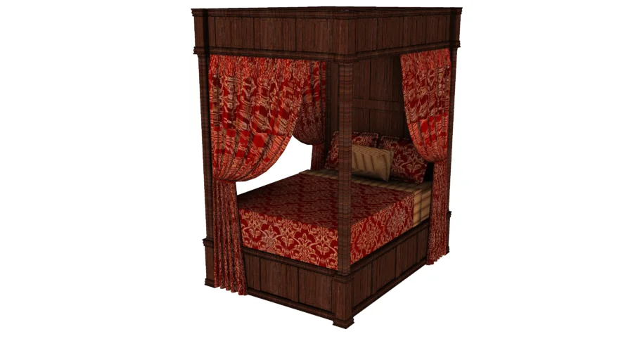 哥特式四柱床蓬SU模型 SU模型免费下载_sketchup模型