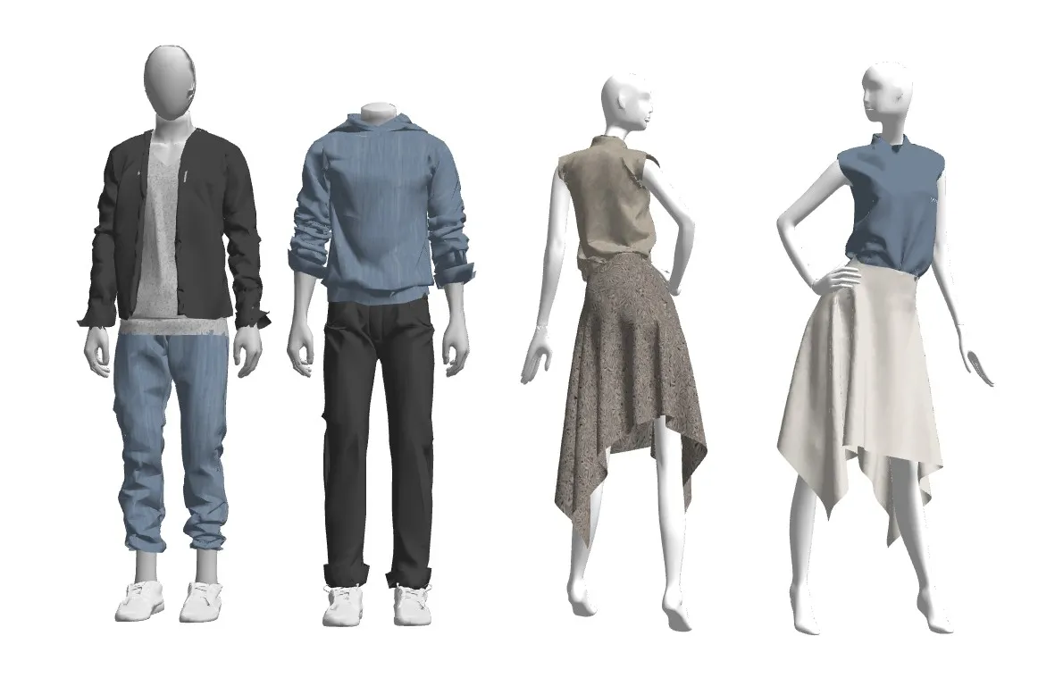 休闲服装模特组合su模型 SU模型免费下载_sketchup模型