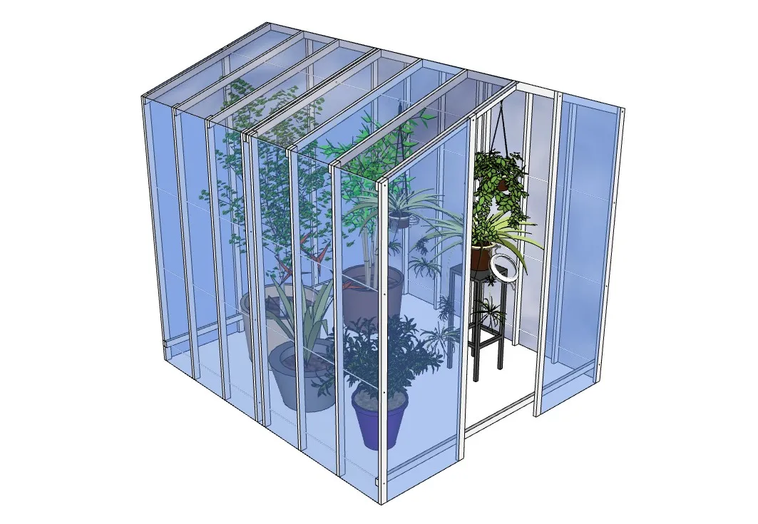 长方形温室花房SU模型 SU模型免费下载_sketchup模型