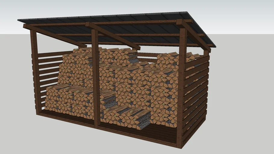 乡村柴火棚木柴堆SU模型 SU模型免费下载_sketchup模型