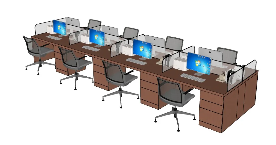 多人办公桌工位SU模型 SU模型免费下载_sketchup模型
