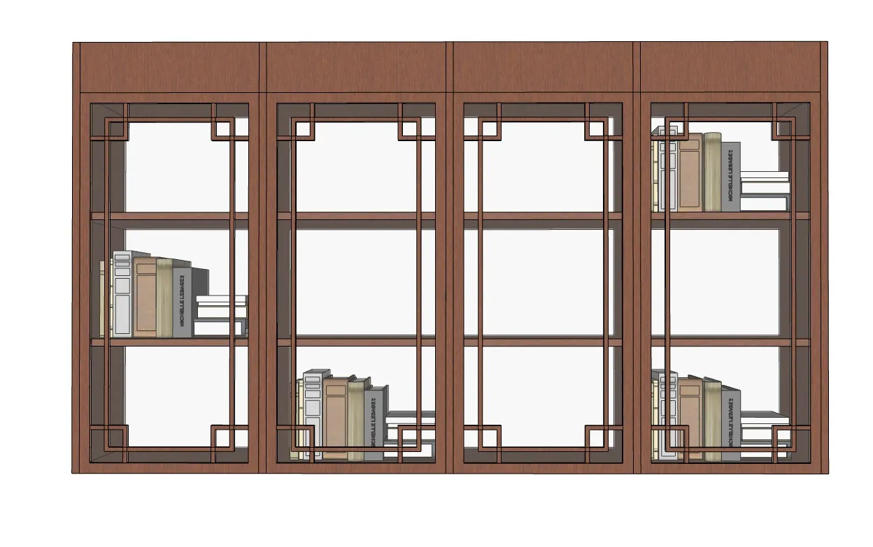 中式吊柜式书柜SU模型 SU模型免费下载_sketchup模型