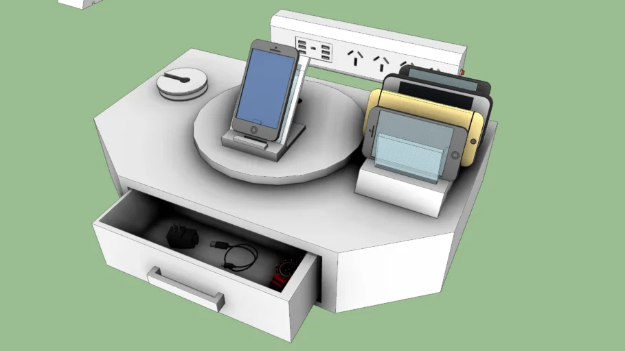 多功能桌面充电座SU模型 SU模型免费下载_sketchup模型