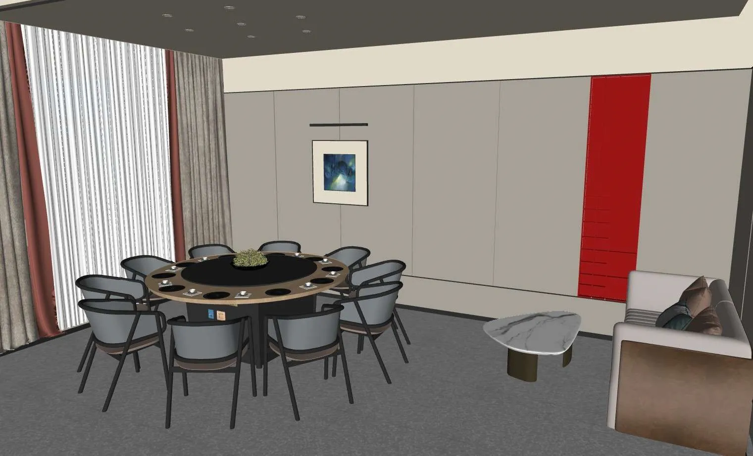 餐厅包间包厢大圆桌SU模型 SU模型免费下载_sketchup模型