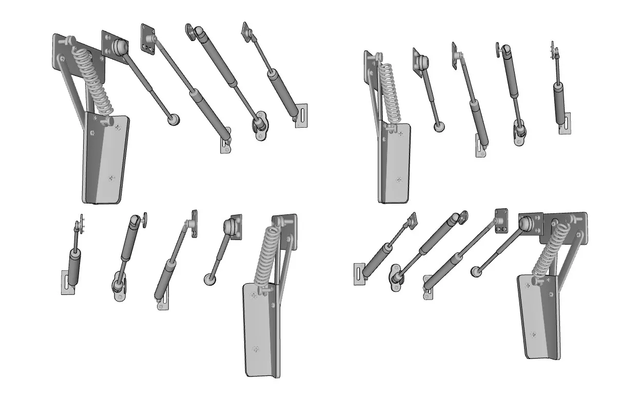 五金气压杆液压杆杆件SU模型 SU模型免费下载_sketchup模型