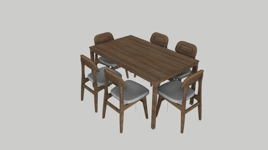 北欧实木餐桌椅组合SU模型 SU模型免费下载_sketchup模型