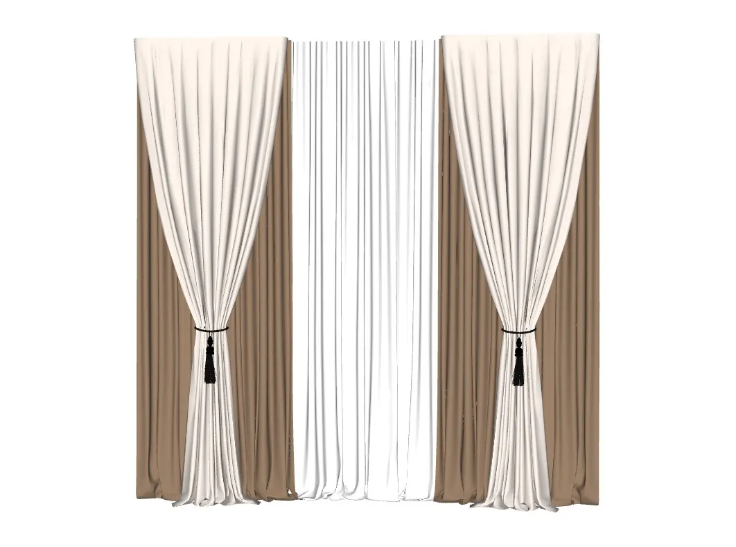 轻奢双层撞色帷幔窗帘SU模型 SU模型免费下载_sketchup模型