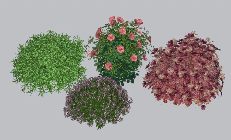 景观花灌植物组合SU模型 SU模型免费下载_sketchup模型
