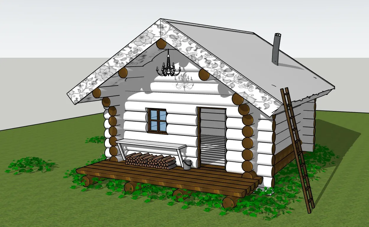 乡村原木小木屋SU模型 SU模型免费下载_sketchup模型